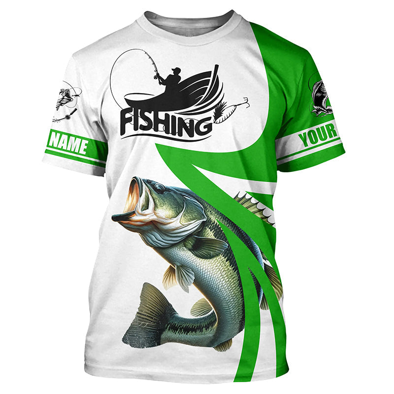 Largemouth bass fishing Custom Name sun protection long sleeve fishing, women | Green NQS4816