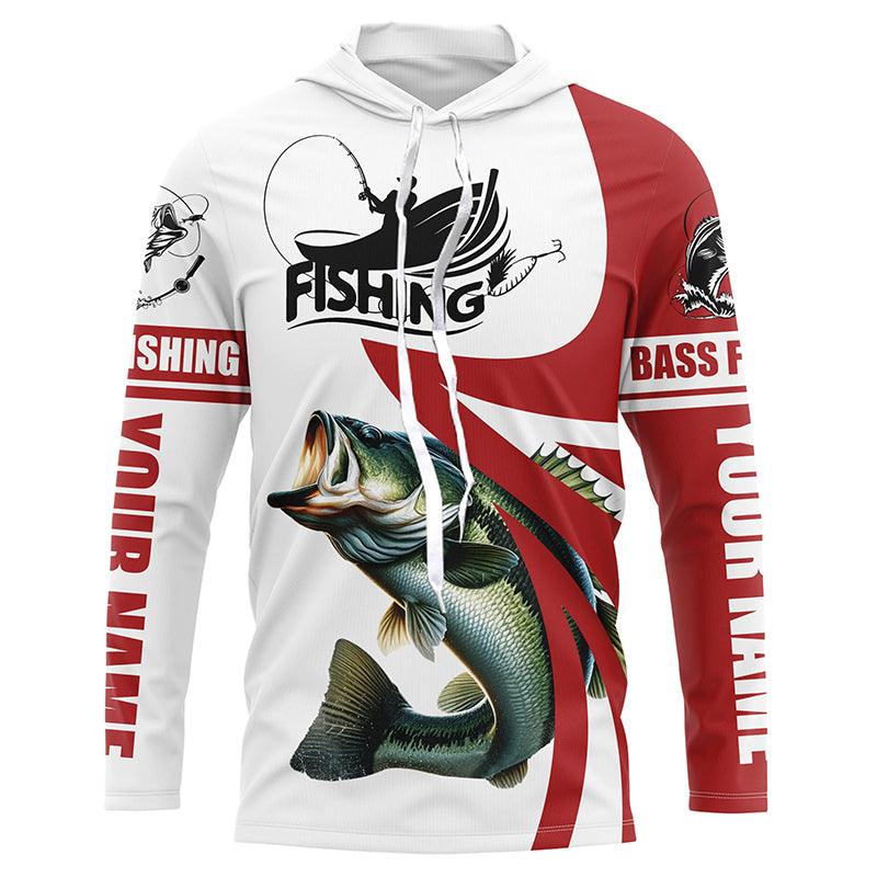 Largemouth bass fishing Custom Name sun protection long sleeve fishing, women | Red NQS4817