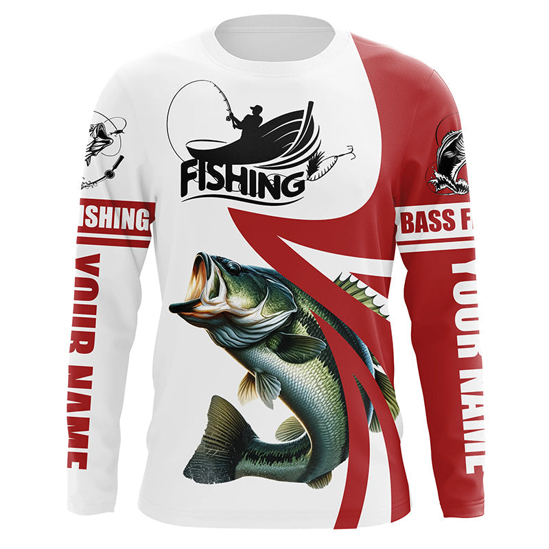 Largemouth bass fishing Custom Name sun protection long sleeve fishing, women | Red NQS4817