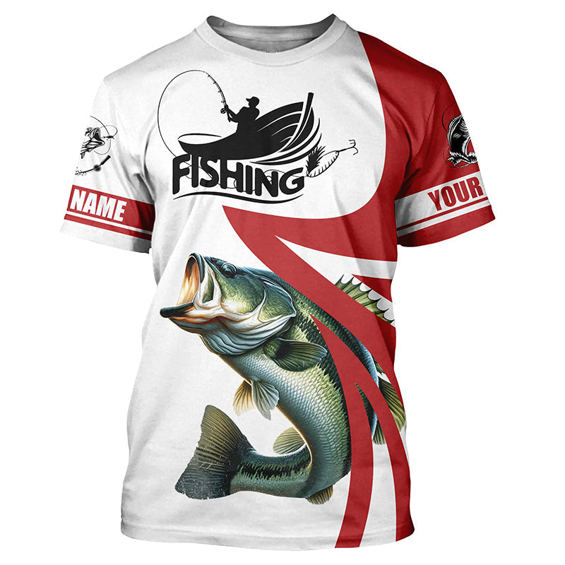 Largemouth bass fishing Custom Name sun protection long sleeve fishing, women | Red NQS4817