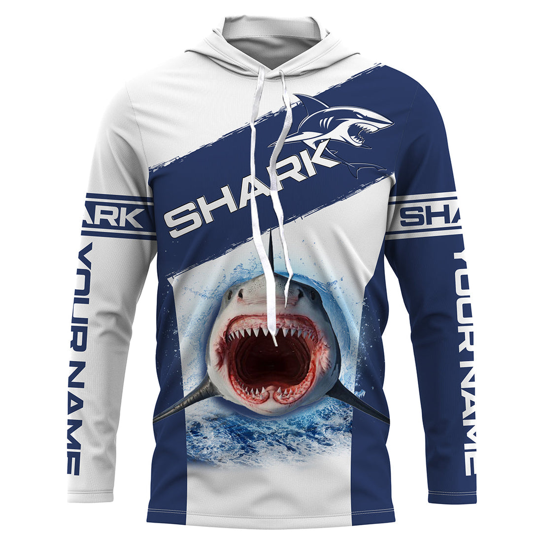 Shark Fishing blue Custom long sleeve performance fishing, deep-sea fishing for shark NQS3369