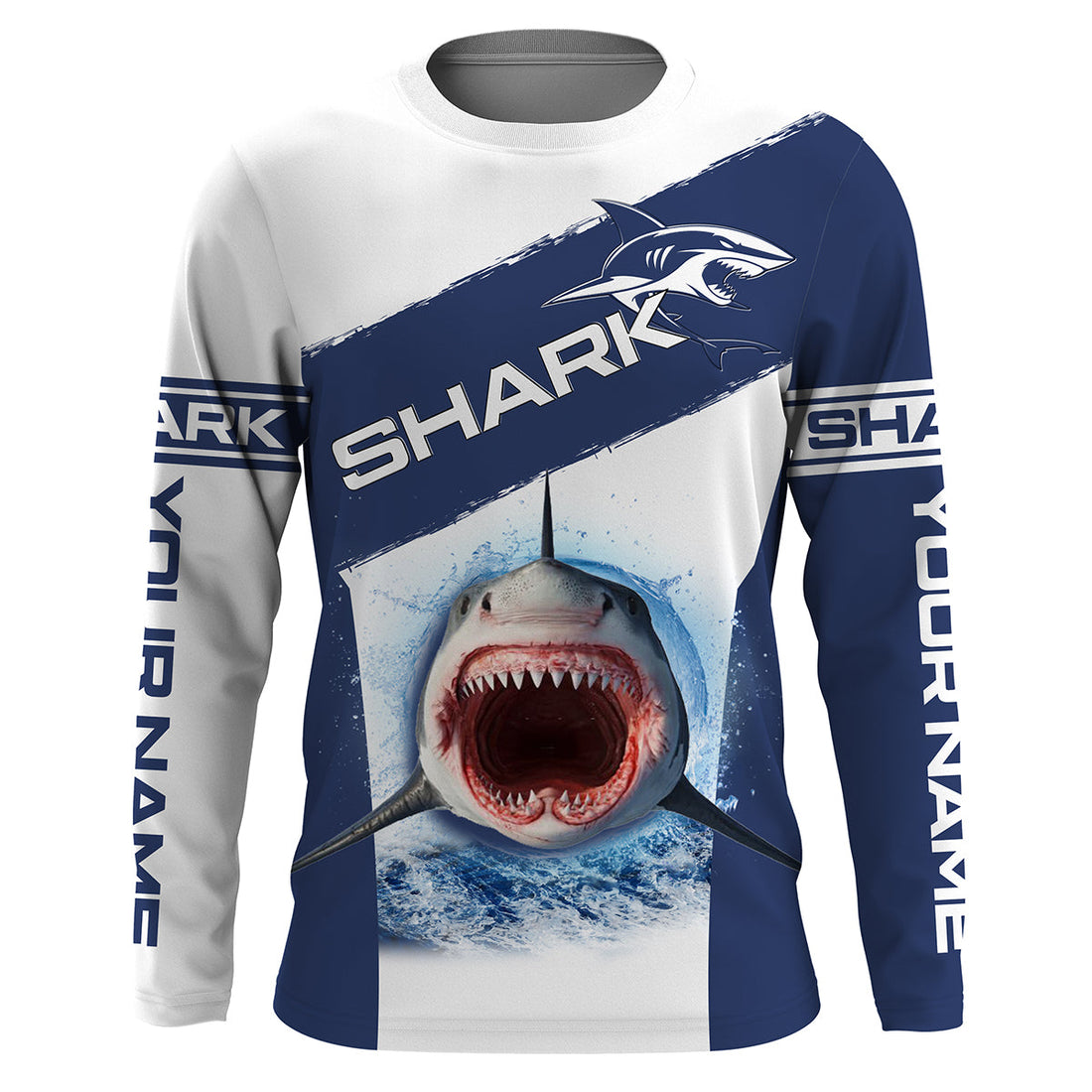 Shark Fishing blue Custom long sleeve performance fishing, deep-sea fishing for shark NQS3369