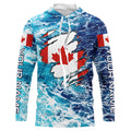 Blue sea wave ocean camo Canadian flag patriot Custom sun protection fishing long sleeve NQS5580