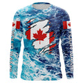 Blue sea wave ocean camo Canadian flag patriot Custom sun protection fishing long sleeve NQS5580