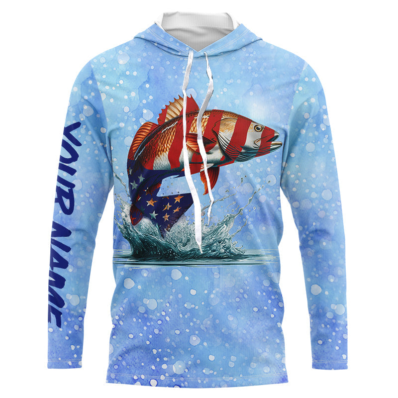 Redfish Puppy Drum custom name Red Drum performance UV protection long sleeves fishing NQS658