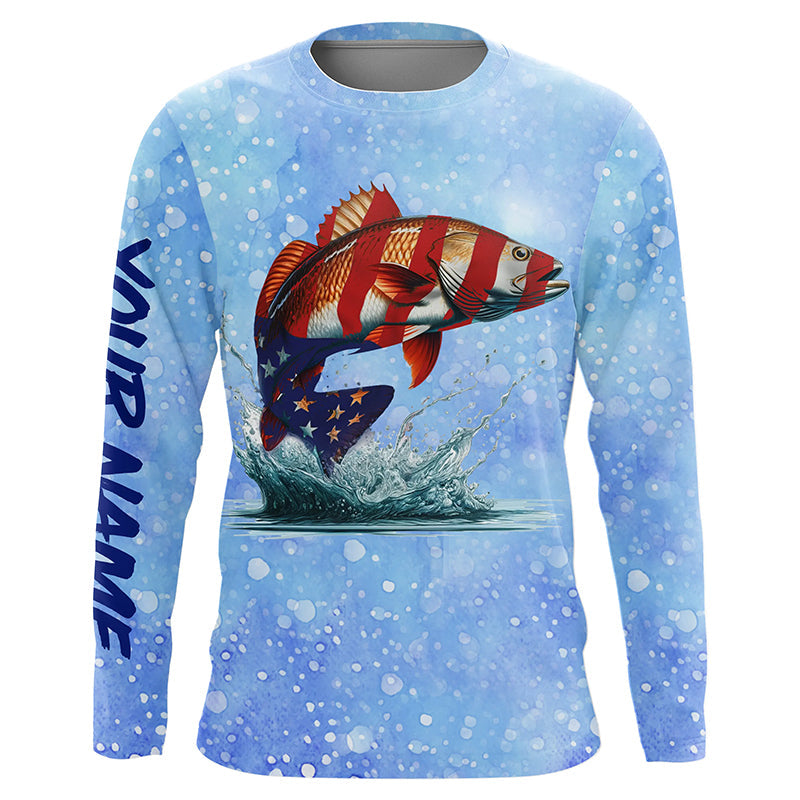Redfish Puppy Drum custom name Red Drum performance UV protection long sleeves fishing NQS658
