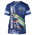 Musky Fishing blue lightning custom performance Long Sleeve Muskie tournament fishing NQS8146