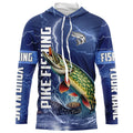 Northern Pike Fishing blue lightning custom performance Long Sleeve tournament fishing NQS8147