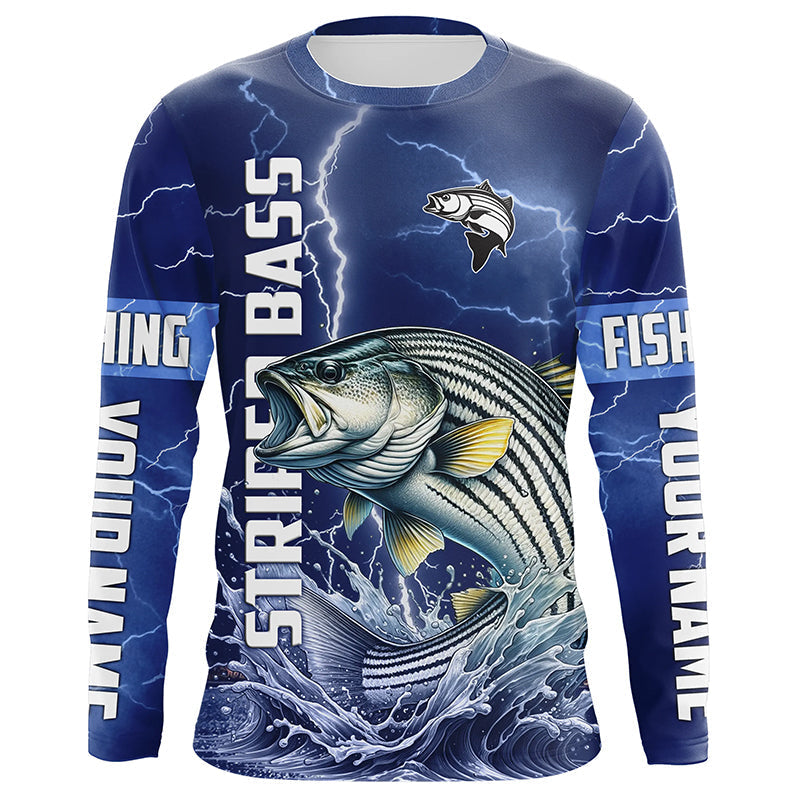 Striped Bass Fishing blue lightning custom performance Long Sleeve tournament fishing NQS8148