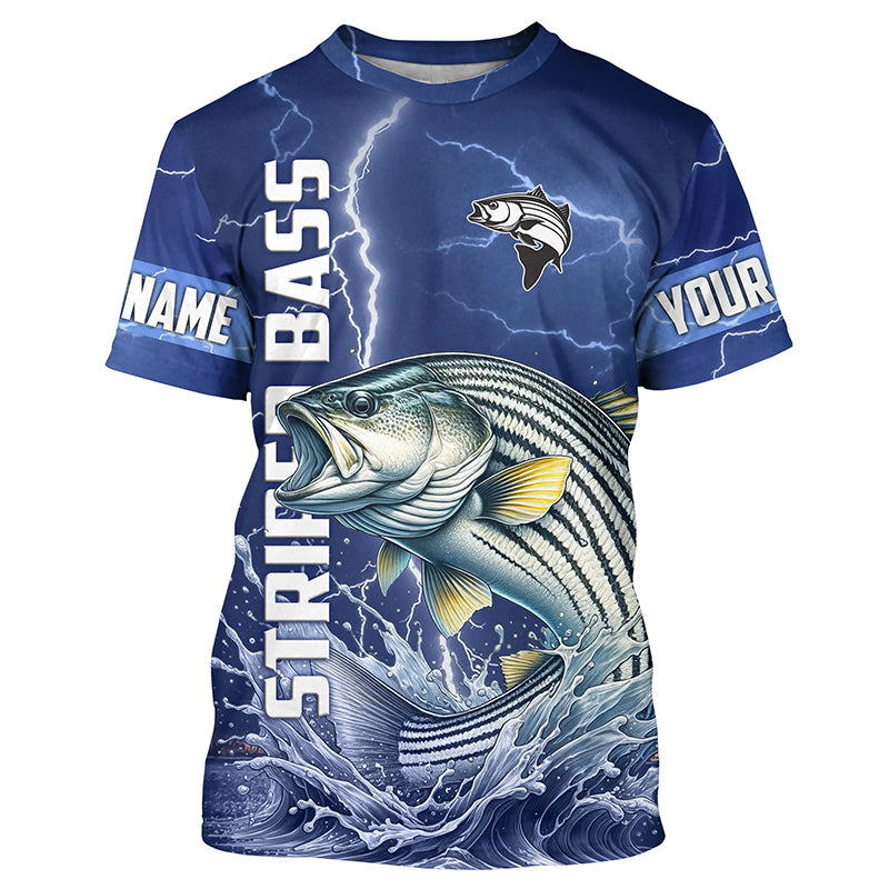 Striped Bass Fishing blue lightning custom performance Long Sleeve tournament fishing NQS8148