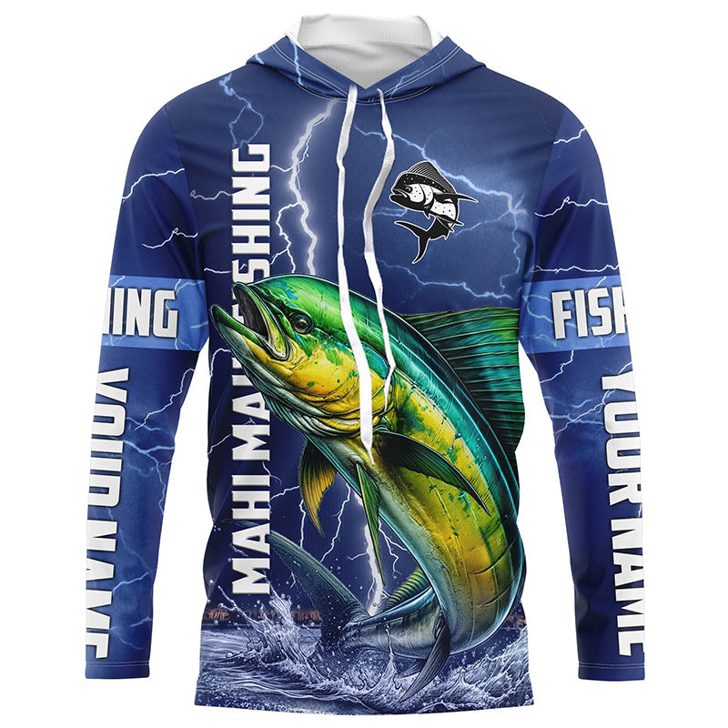 Mahi Mahi Fishing blue lightning custom performance Long Sleeve tournament fishing NQS8150