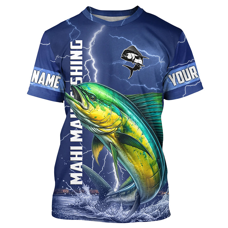 Mahi Mahi Fishing blue lightning custom performance Long Sleeve tournament fishing NQS8150