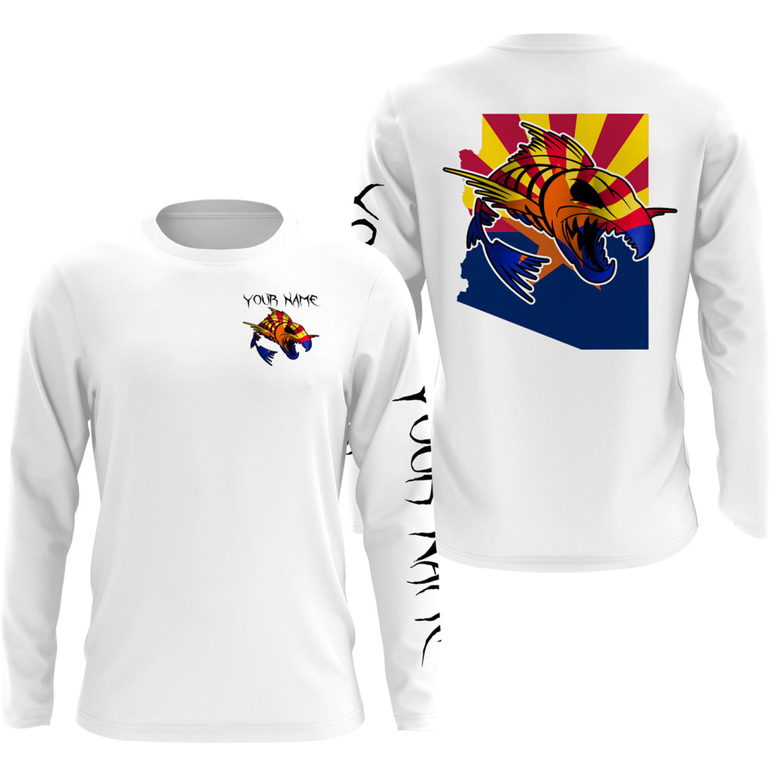 Arizona fishing fish reaper skull personalized custom name sun protection long sleeve fishing NQS3845