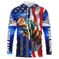 Bass Fishing American Flag patriotic UV protection Custom name long sleeves NQS926