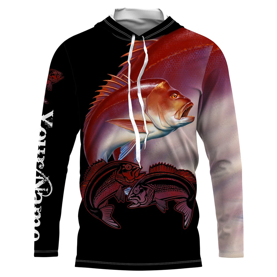 Red snapper Fishing game fish Customize Name UV protection quick dry UPF 30+ long sleeves fishing NQS2729