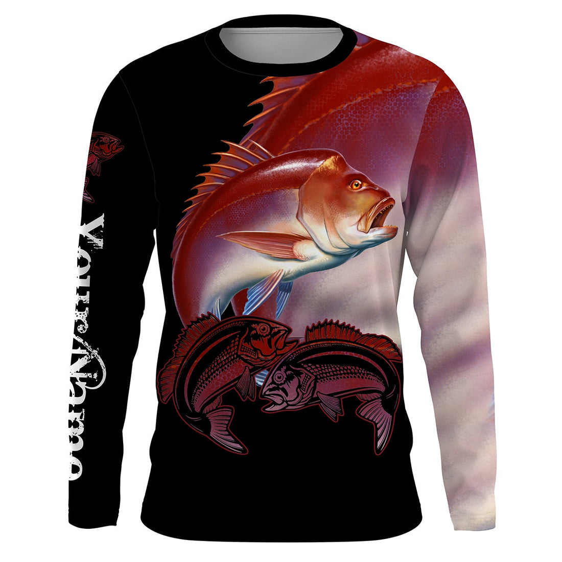 Red snapper Fishing game fish Customize Name UV protection quick dry UPF 30+ long sleeves fishing NQS2729