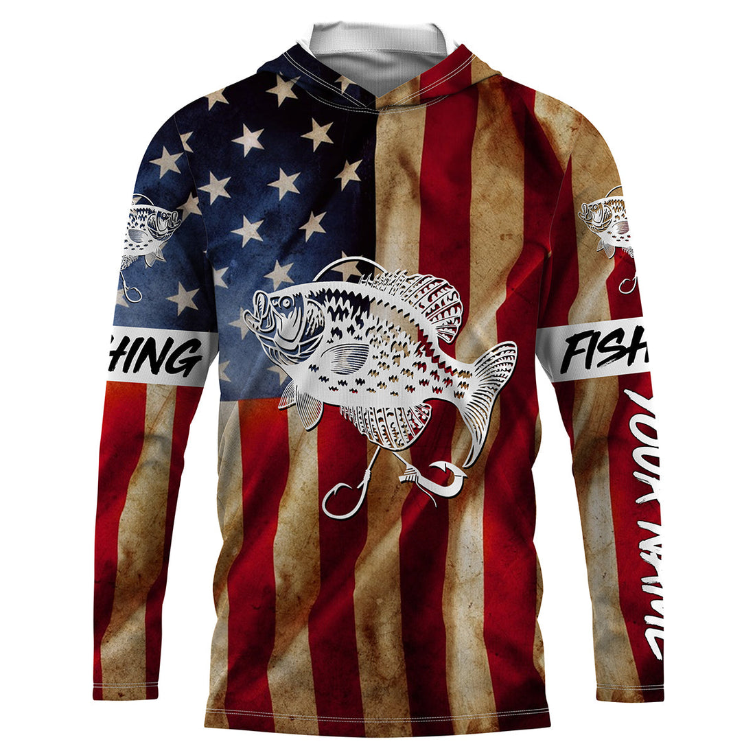 Personalized Crappie Fishing American Flag patriotic performance Fishing NQS1381