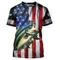 Largemouth Bass fishing American Flag Patriotic Fourth of July personalized fishing NQS403
