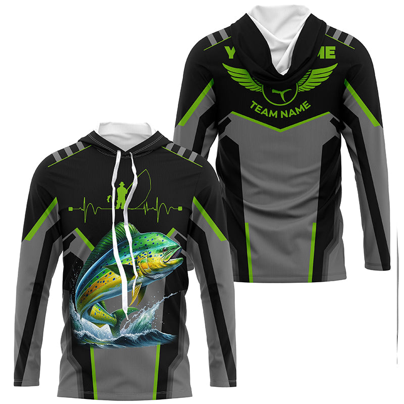 Personalized Black Mahi mahi Fishing, Team Dorado Fishing Long Sleeve tournament| Green NQS6270