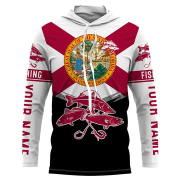 Inshore slam Florida flag Redfish, snook, trout Custome Name Fishing Performance UV Protection UPF 30+ fishing - NQS2432
