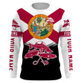 Inshore slam Florida flag Redfish, snook, trout Custome Name Fishing Performance UV Protection UPF 30+ fishing - NQS2432