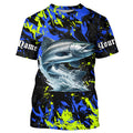 Chinook salmon fishing green blue camo Custom performance long sleeve fishing, salmon NQS7217