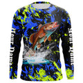 Redfish puppy drum fishing green blue camo Custom performance long sleeve fishing NQS7218