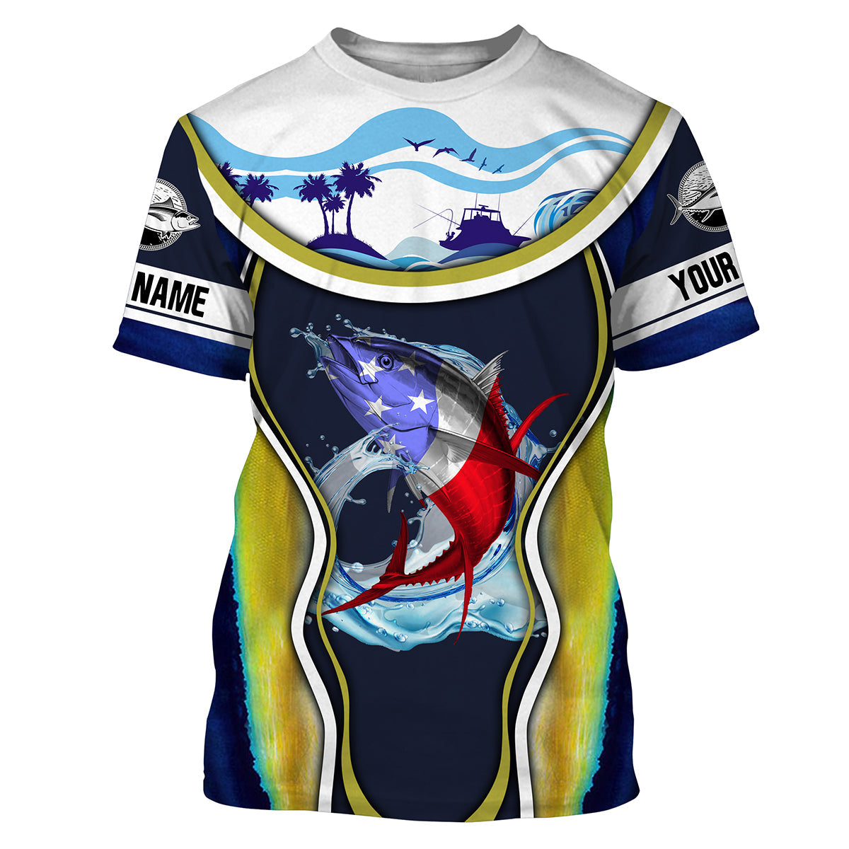 Tuna fishing American flag patriotic Custom Name fishing, women, kid, fishing apparel NQS3285