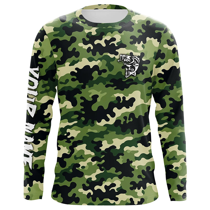 Bass fishing green camouflage Custom bass fishing - personalized camo fishing apparel NQS7568