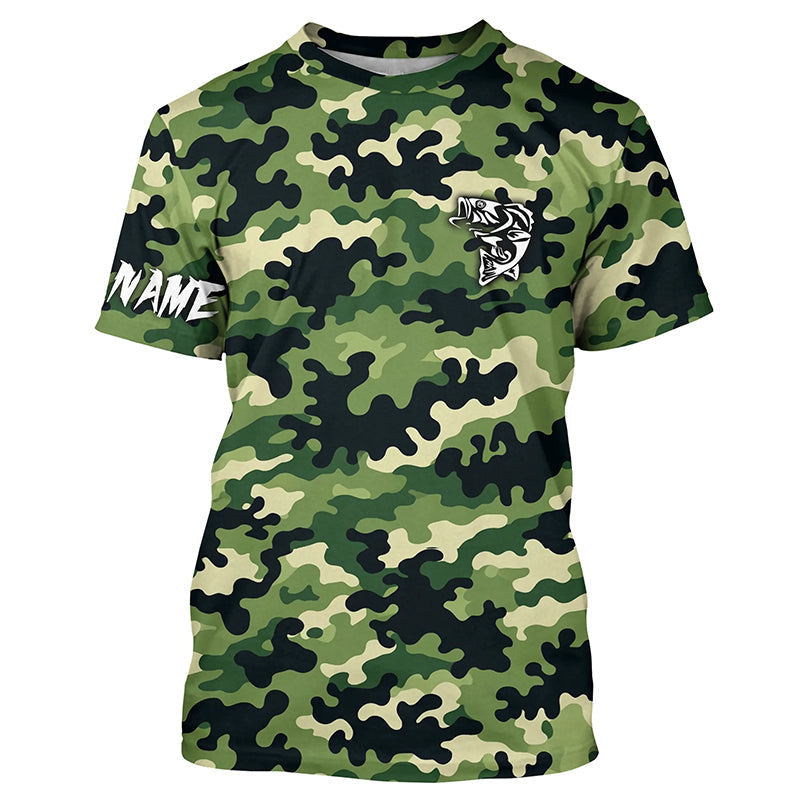 Bass fishing green camouflage Custom bass fishing - personalized camo fishing apparel NQS7568