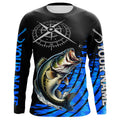 Personalized Bass fishing compass Long Sleeve Performance Fishing, Bass tournament | Blue NQS7576