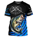 Personalized Bass fishing compass Long Sleeve Performance Fishing, Bass tournament | Blue NQS7576