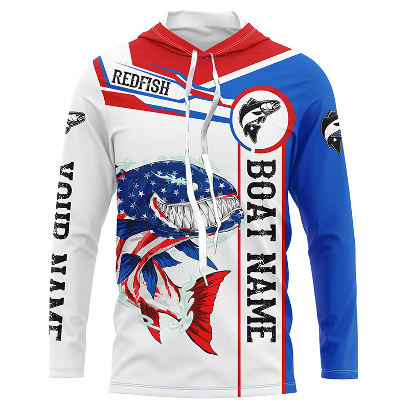 Angry Redfish drum American flag patriotic fishing Custom name and boat name tournament fishing NQS5602