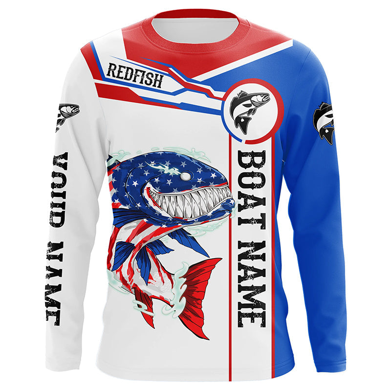 Angry Redfish drum American flag patriotic fishing Custom name and boat name tournament fishing NQS5602