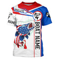 Angry Walleye American flag patriotic fishing Custom name and boat name tournament fishing NQS5603