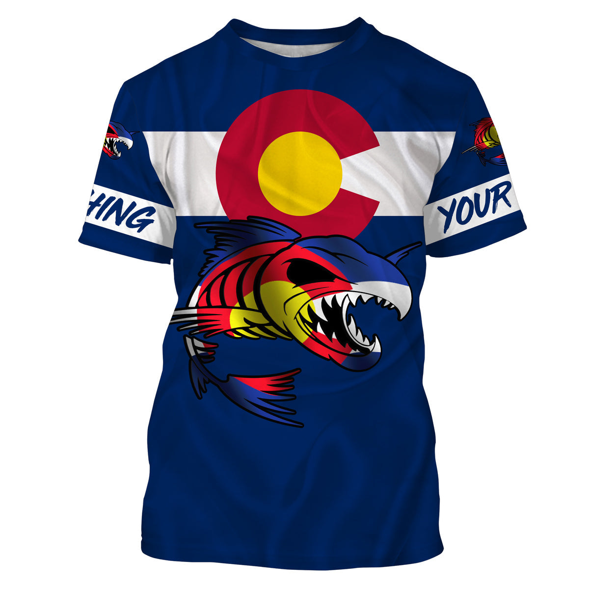 Fish skeleton reaper Colorado flag custom name sun protection long sleeve fishing NQS3861