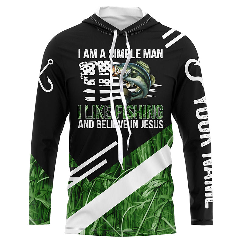 Bass fishing green camo I am a simple man I like fishing and believe in Jesus Custom fishing NQS4245
