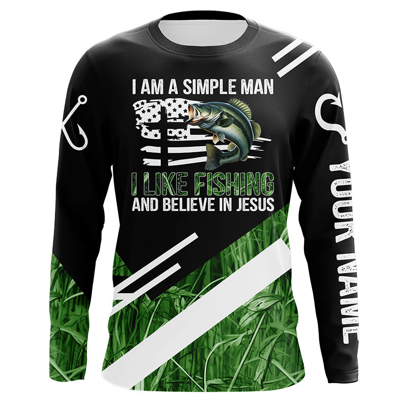 Bass fishing green camo I am a simple man I like fishing and believe in Jesus Custom fishing NQS4245