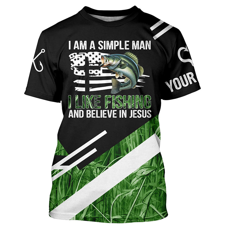 Bass fishing green camo I am a simple man I like fishing and believe in Jesus Custom fishing NQS4245