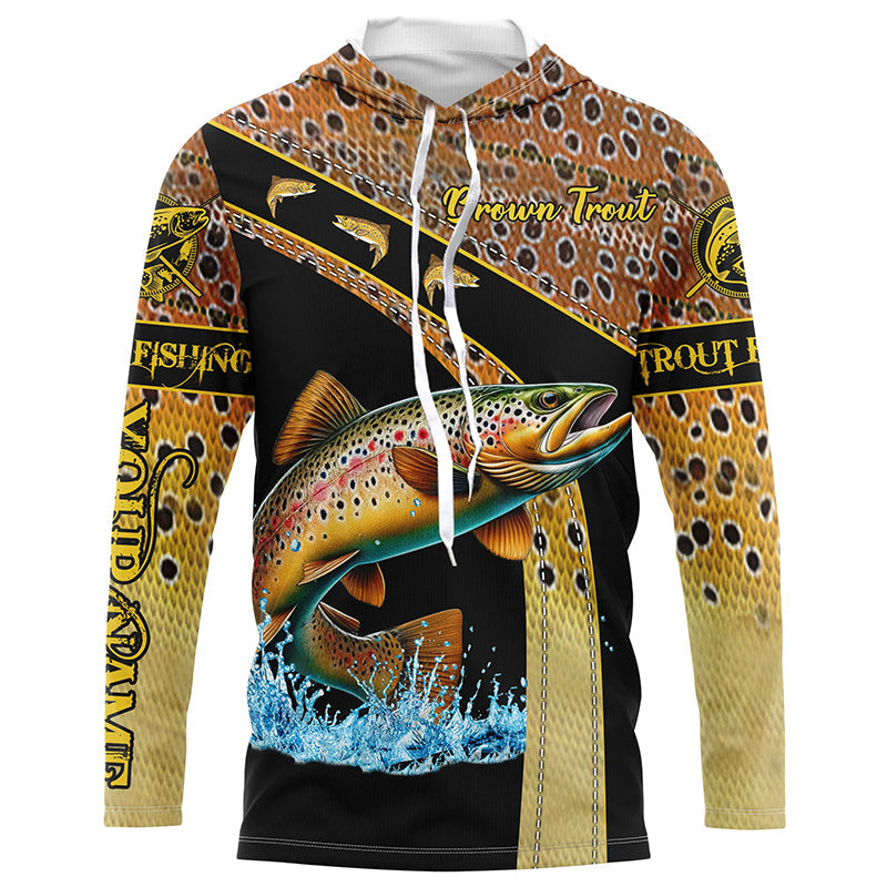 Brown trout fishing scales UV protection Custom long sleeve fishing, trout fishing NQS5087