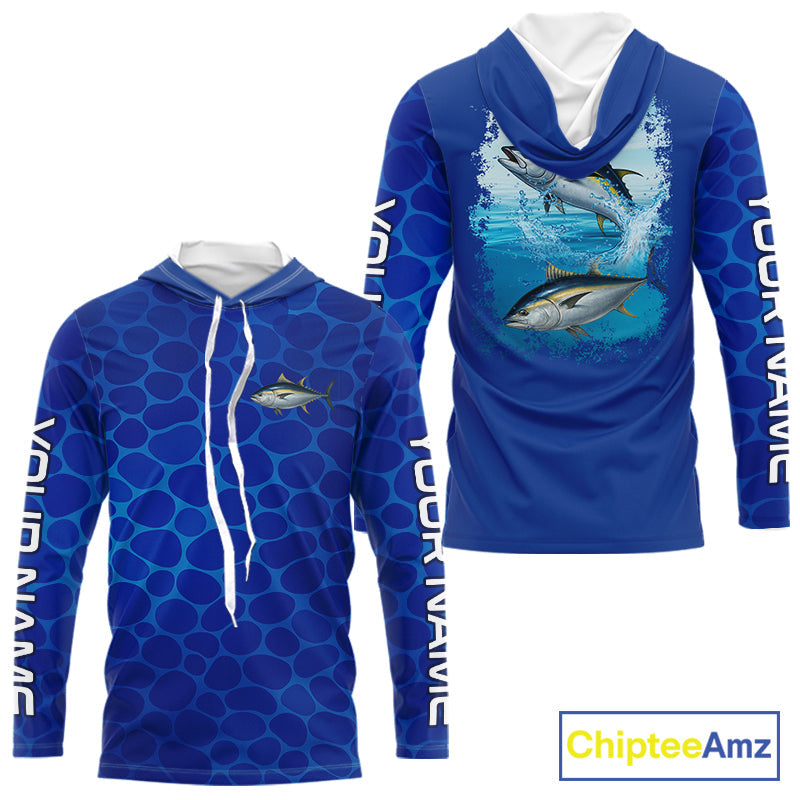 Blue Sea Camo Tuna fishing custom name saltwater Tuna fishing sun protection fishing apparel