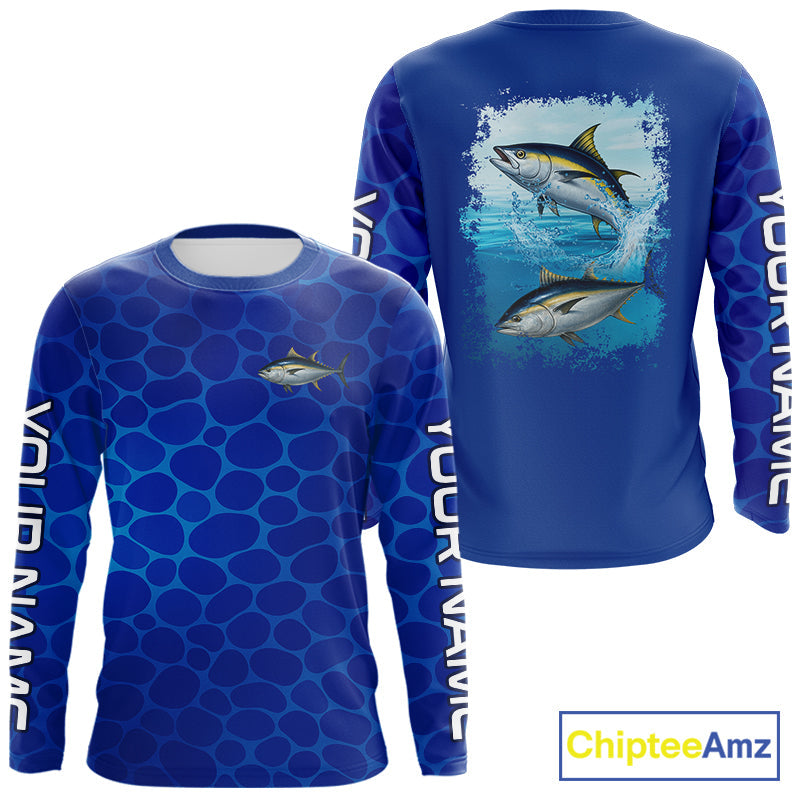 Blue Sea Camo Tuna fishing custom name saltwater Tuna fishing sun protection fishing apparel