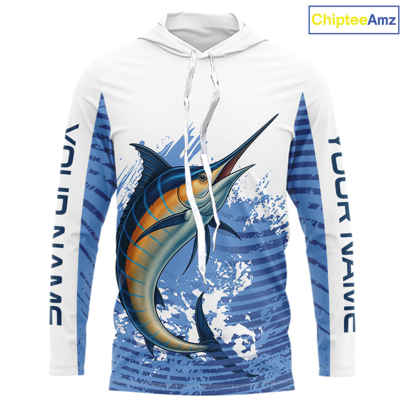 Blue Camo Marlin fishing custom saltwater Marlin sun protection long sleeve fishing apparel