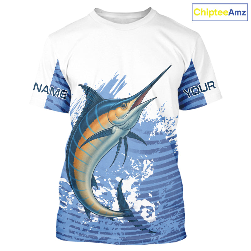 Blue Camo Marlin fishing custom saltwater Marlin sun protection long sleeve fishing apparel
