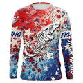 Red white and Blue Camo fishing Fish hook skull Custom sun protection long sleeve fishing NQS5849