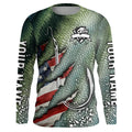American flag fish hook green bass scales custom sun protection performance long sleeve fishing NQS6056