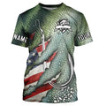 American flag fish hook green bass scales custom sun protection performance long sleeve fishing NQS6056