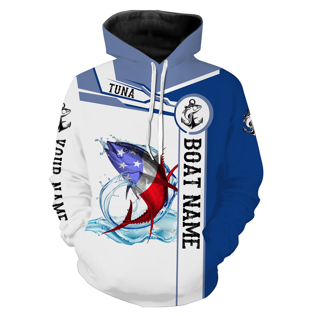 Tuna Fishing American Flag Custom performance, sweatshirt Fishing, Patriotic Fishing gifts NQS2318