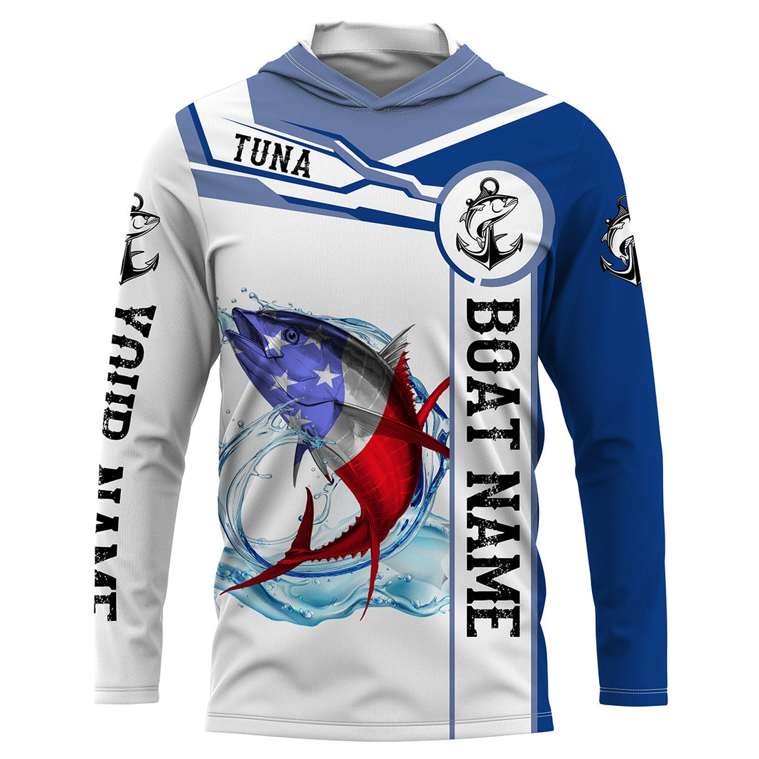Tuna Fishing American Flag Custom performance, sweatshirt Fishing, Patriotic Fishing gifts NQS2318