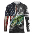 Largemouth Bass fishing American flag custom skull fishing Performance Long Sleeve NQS1085